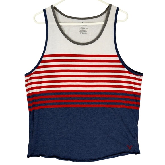 American Eagle Outfitters Other - Mens Large American Eagle Red/White/Blue Striped Tank Top Beach USA *FLAW
